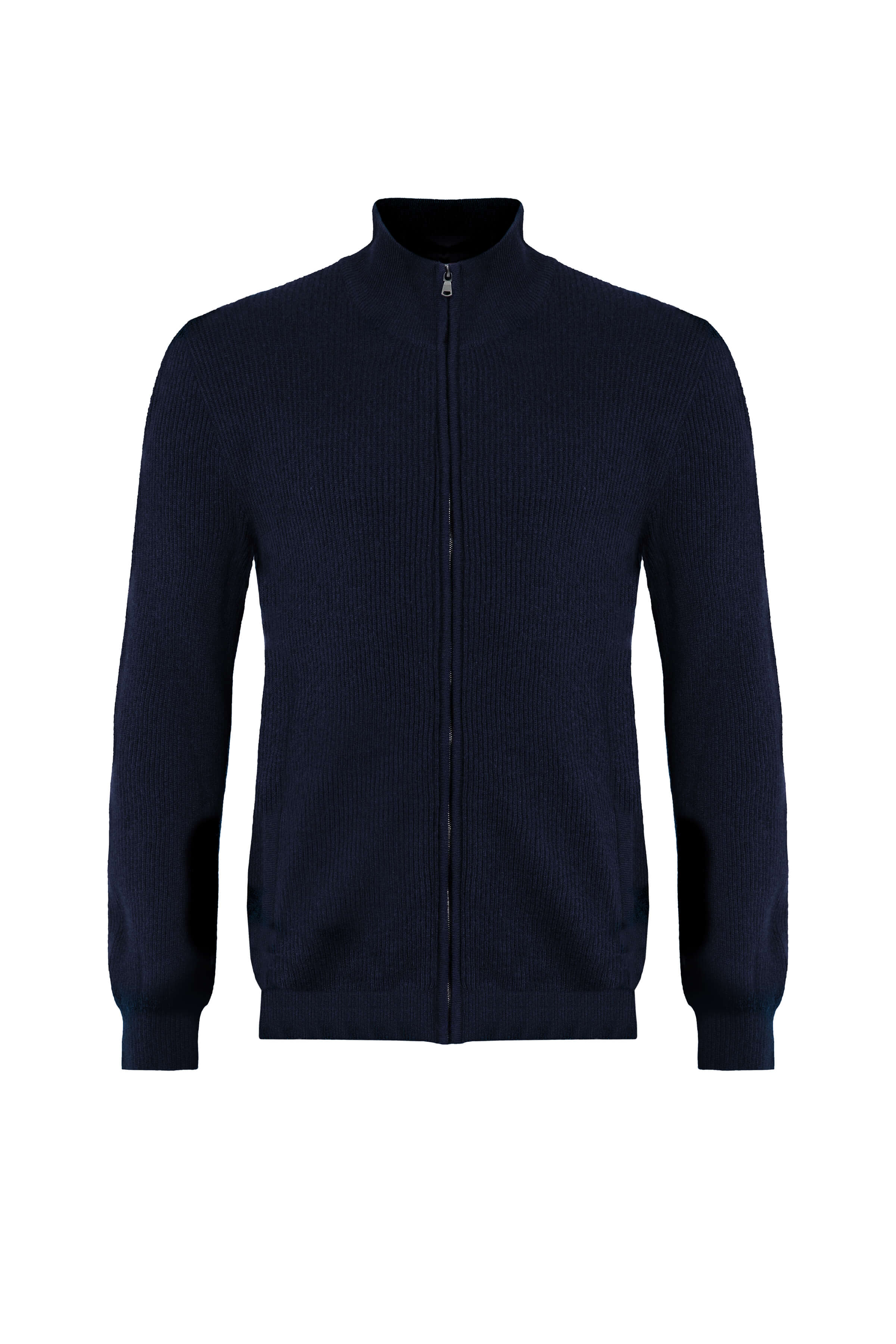 Ribbed Cashmere Dark Navy Cardigan