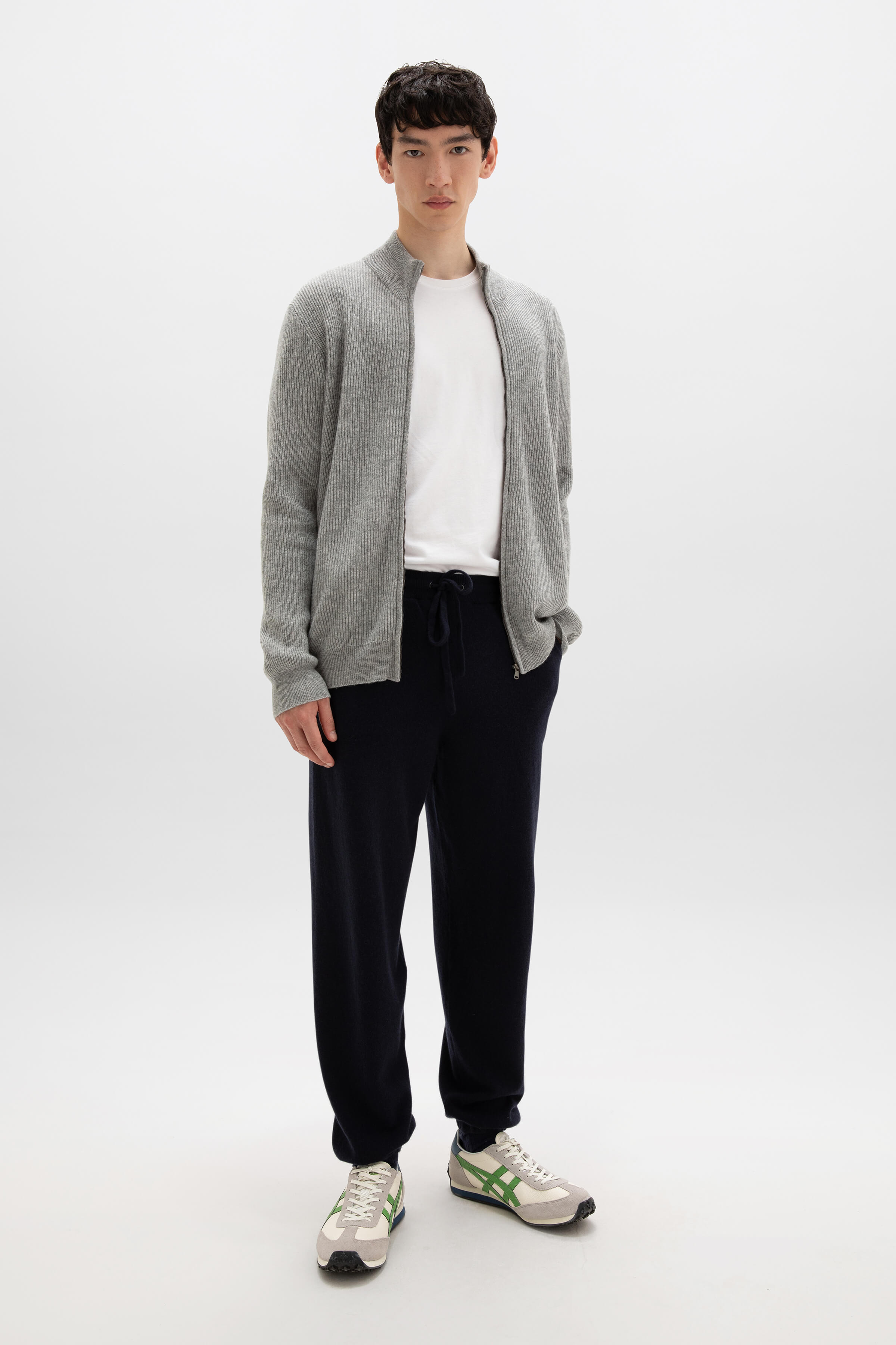 Ribbed Cashmere Light Grey Cardigan