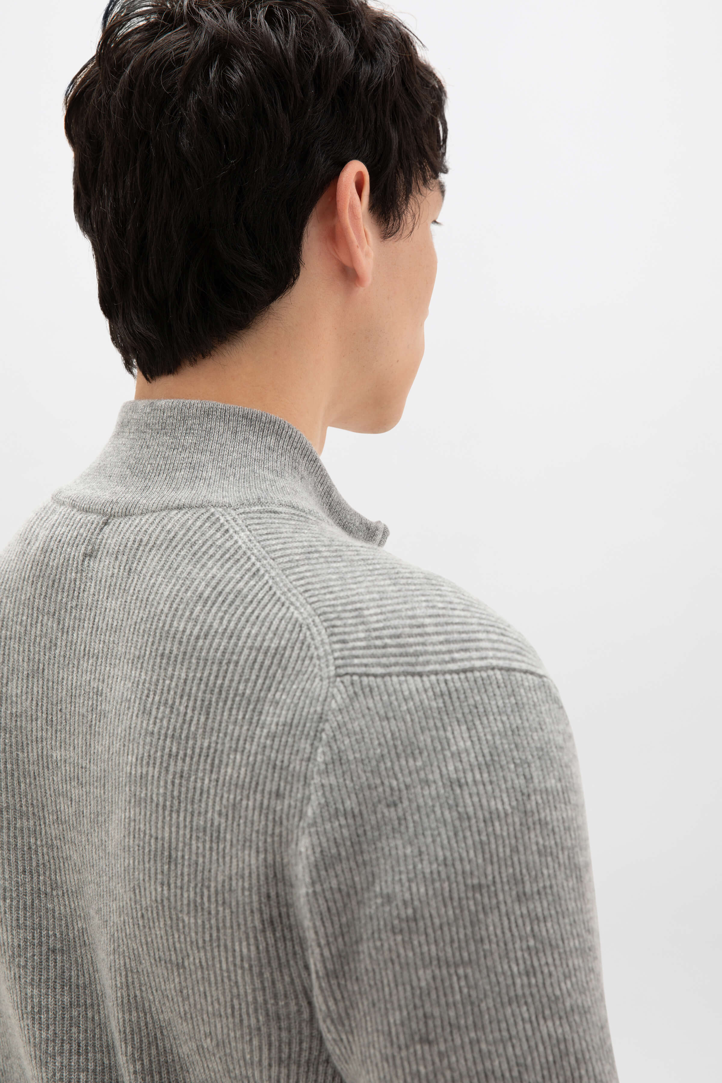 Ribbed Cashmere Light Grey Cardigan