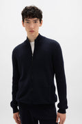 Ribbed Cashmere Dark Navy Cardigan