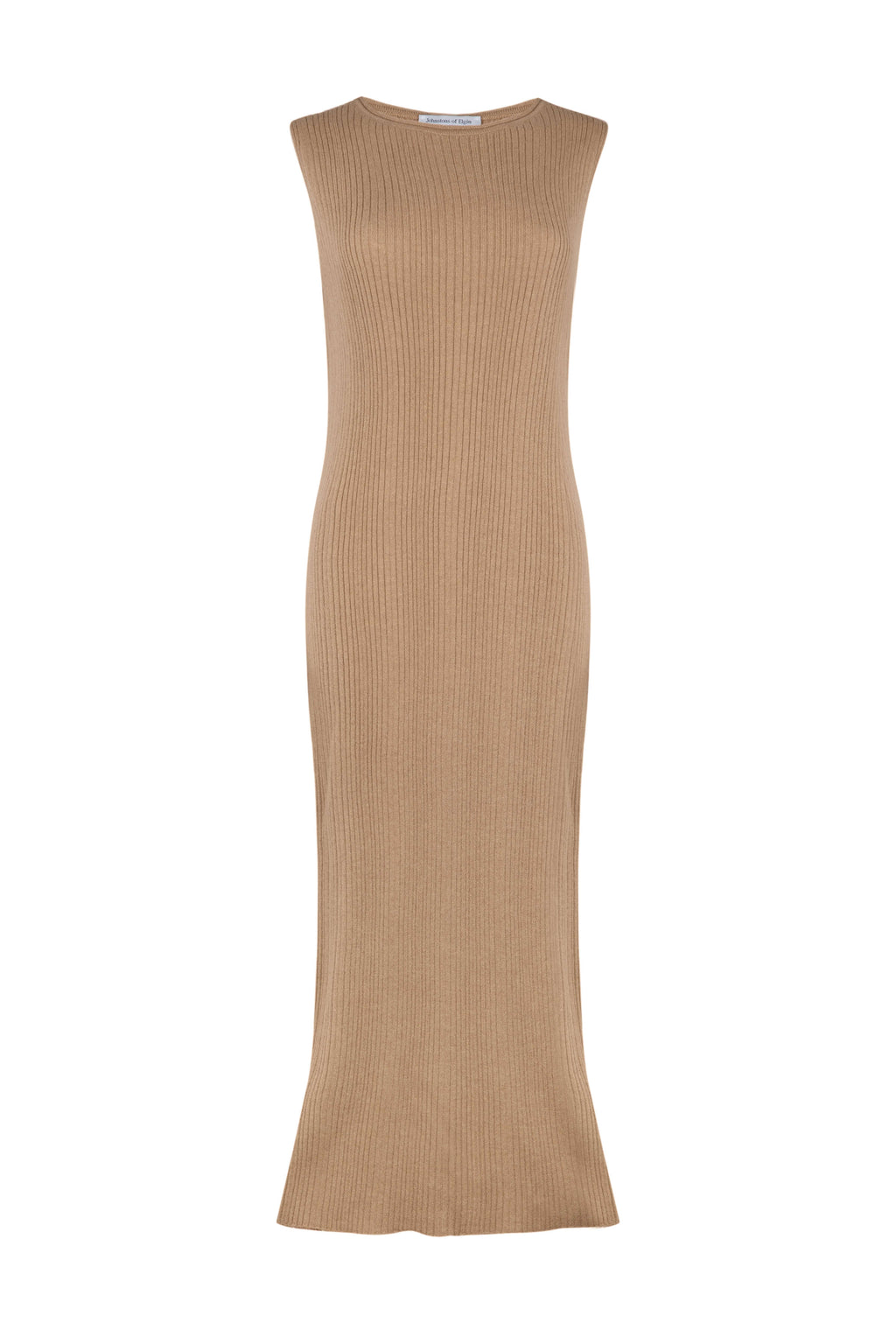 Sleeveless Ribbed Camel Cashmere Dress