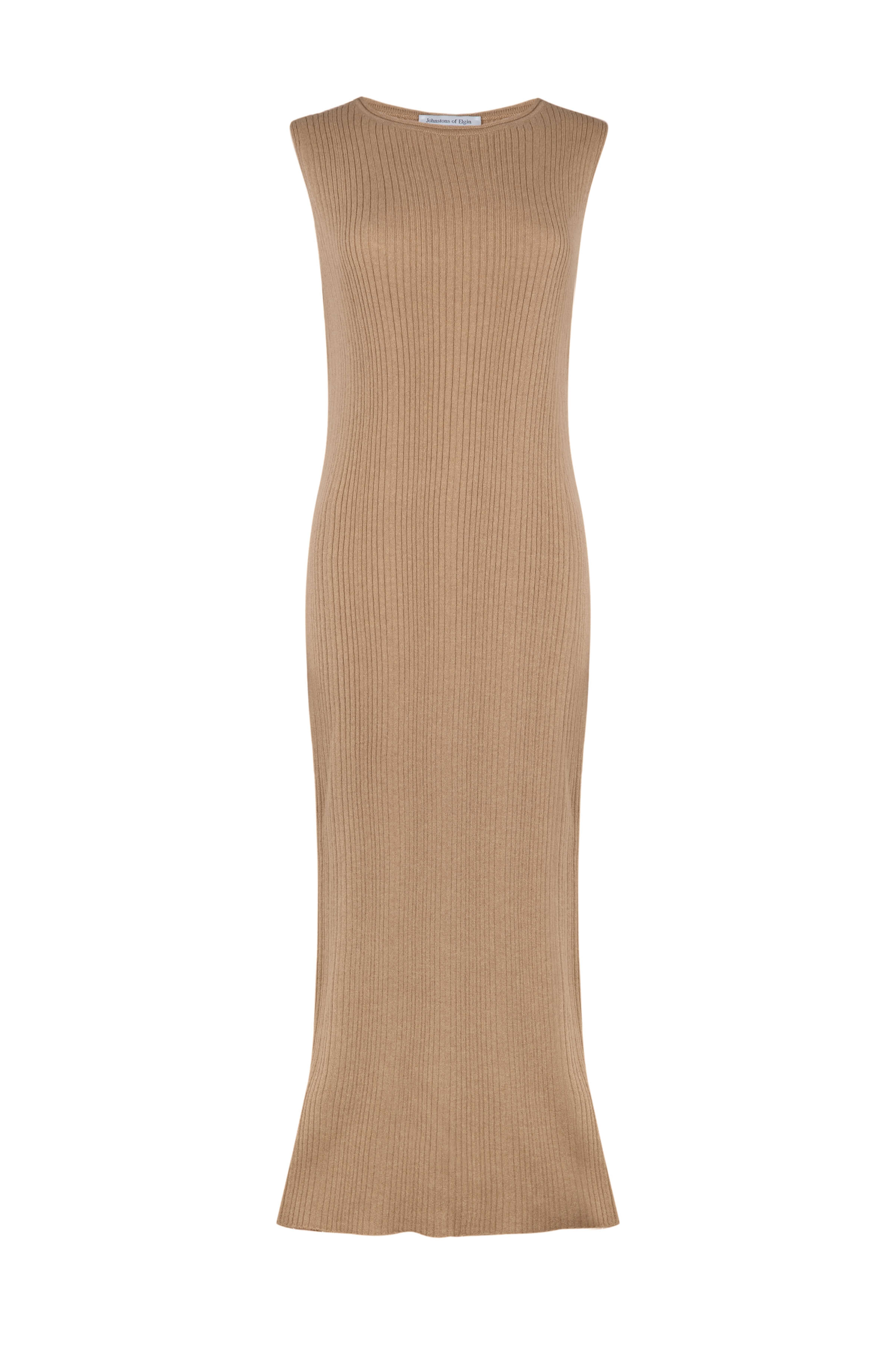 Sleeveless Ribbed Camel Cashmere Dress