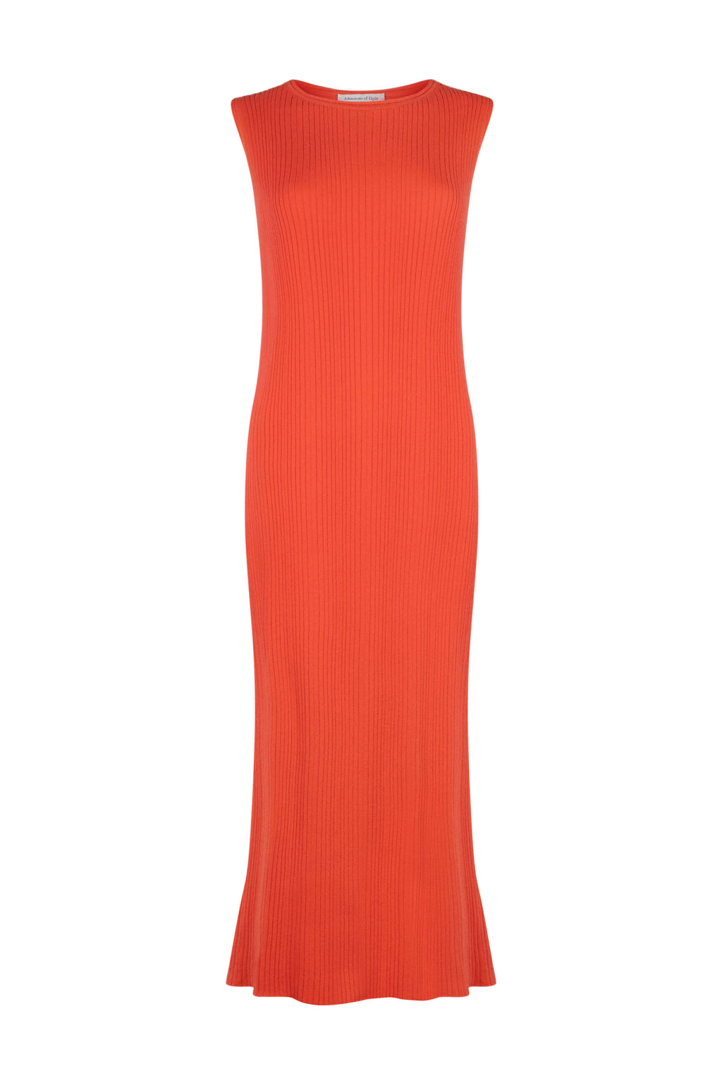 Sleeveless Ribbed Orange Cashmere Dress