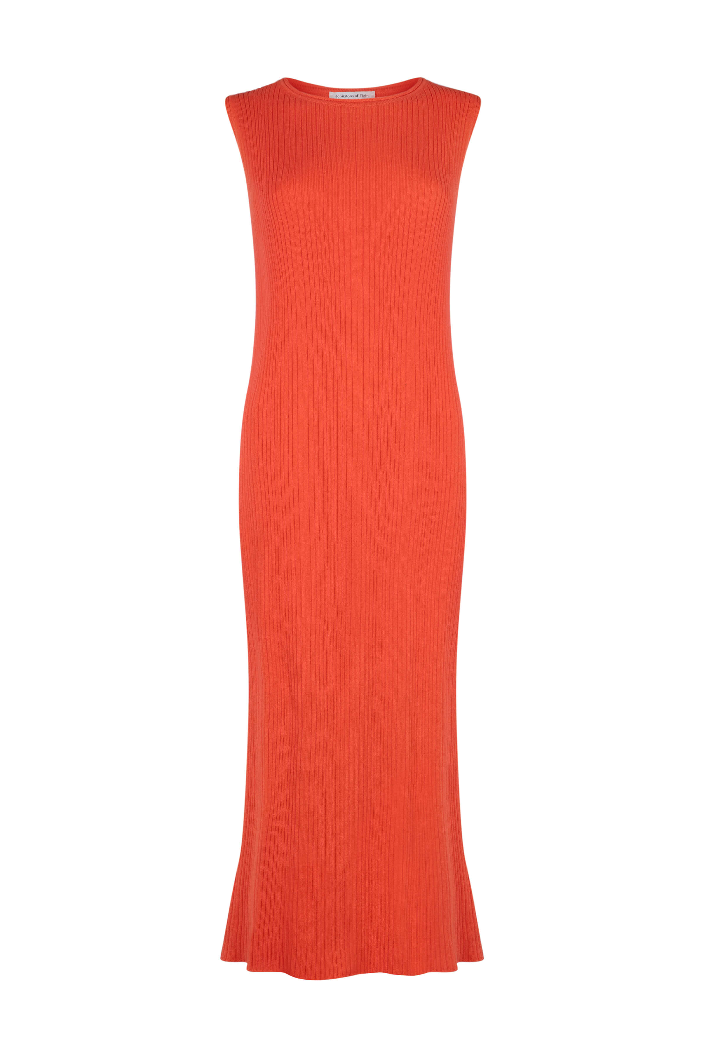 Sleeveless Ribbed Orange Cashmere Dress