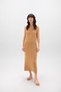 Sleeveless Ribbed Camel Cashmere Dress