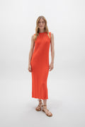 Sleeveless Ribbed Orange Cashmere Dress