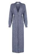 Belted Long Navy Marl Cashmere Cardigan