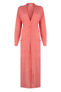 Belted Long Orange Marl Cashmere Cardigan
