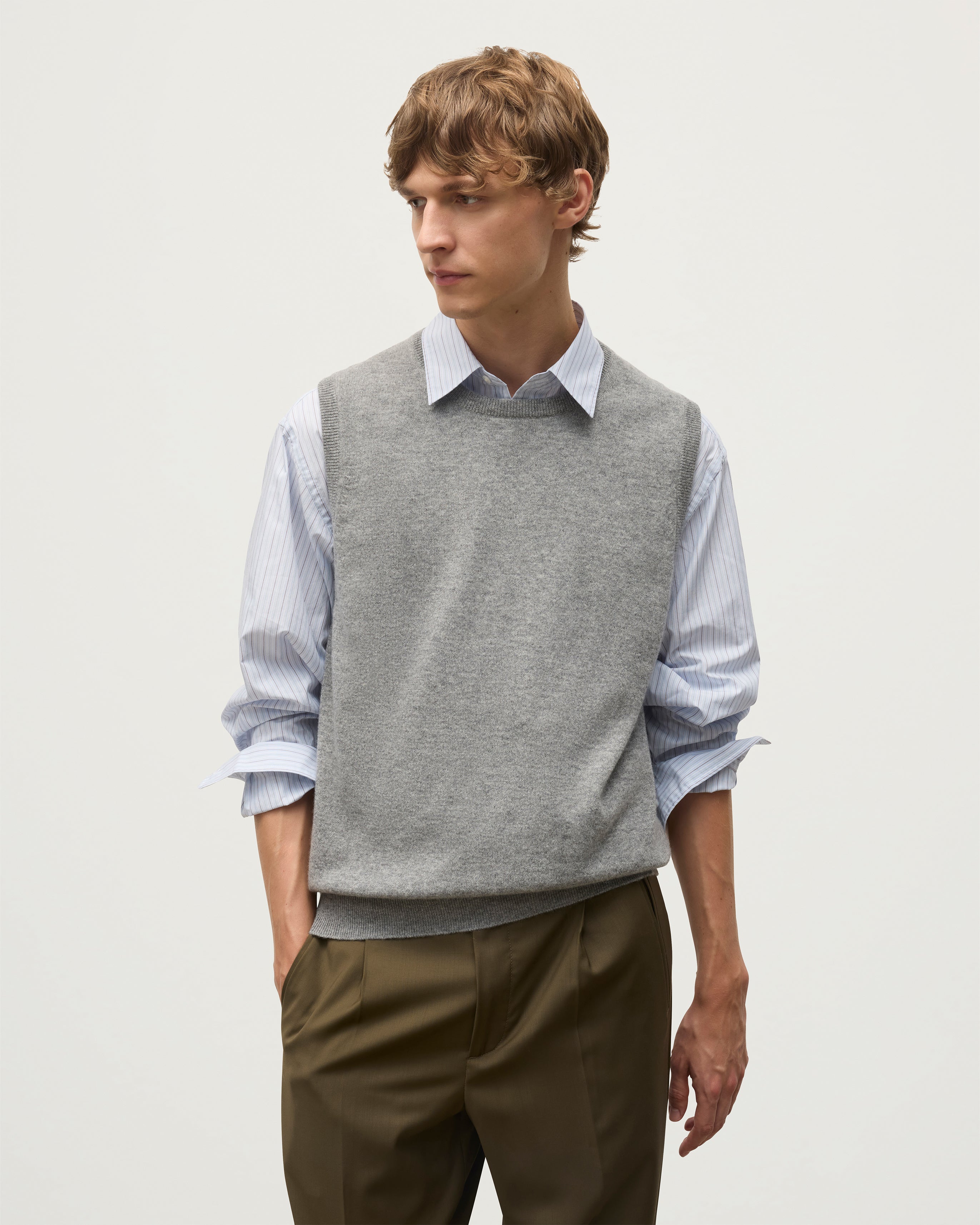 Lennox Grey Cashmere Sleeveless Tank
