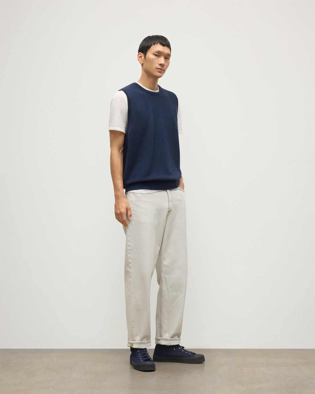 Lennox Navy Cashmere Sleeveless Tank