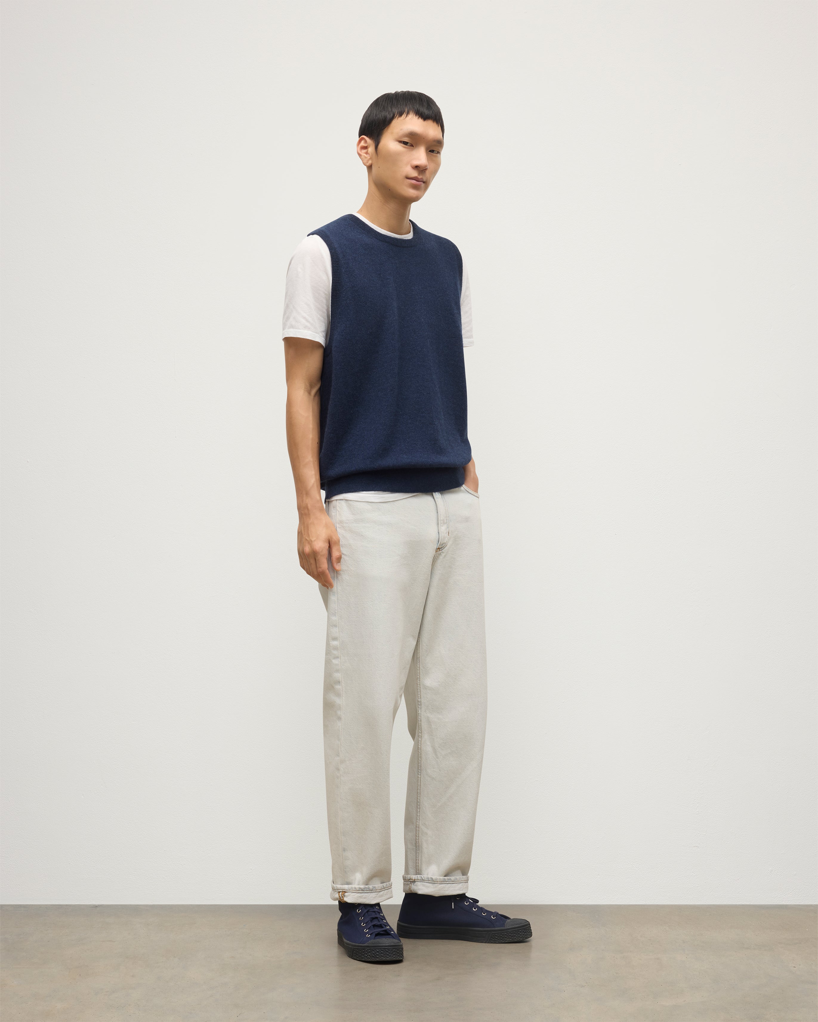 Lennox Navy Cashmere Sleeveless Tank