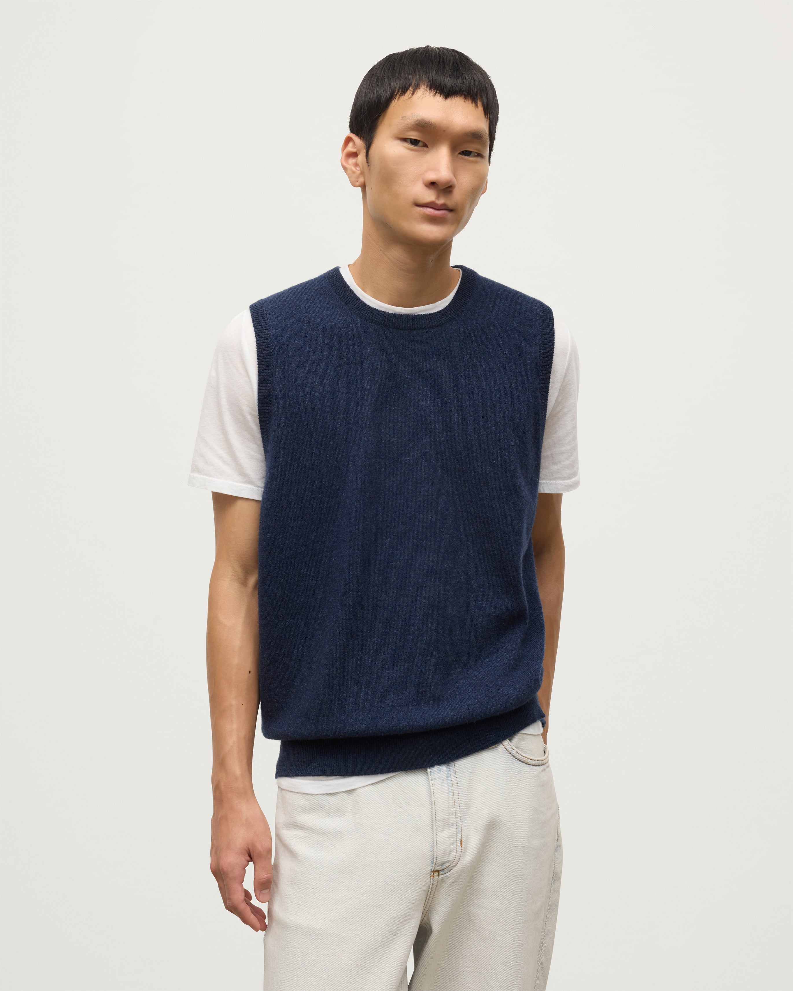Lennox Navy Cashmere Sleeveless Tank