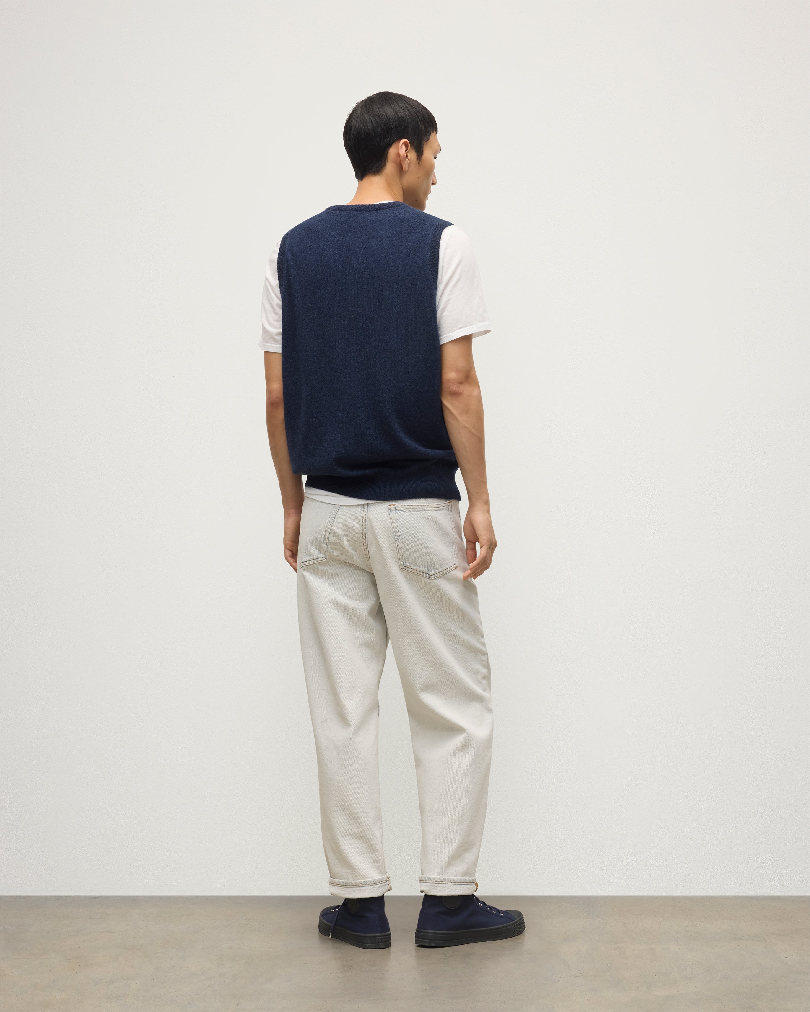 Lennox Navy Cashmere Sleeveless Tank