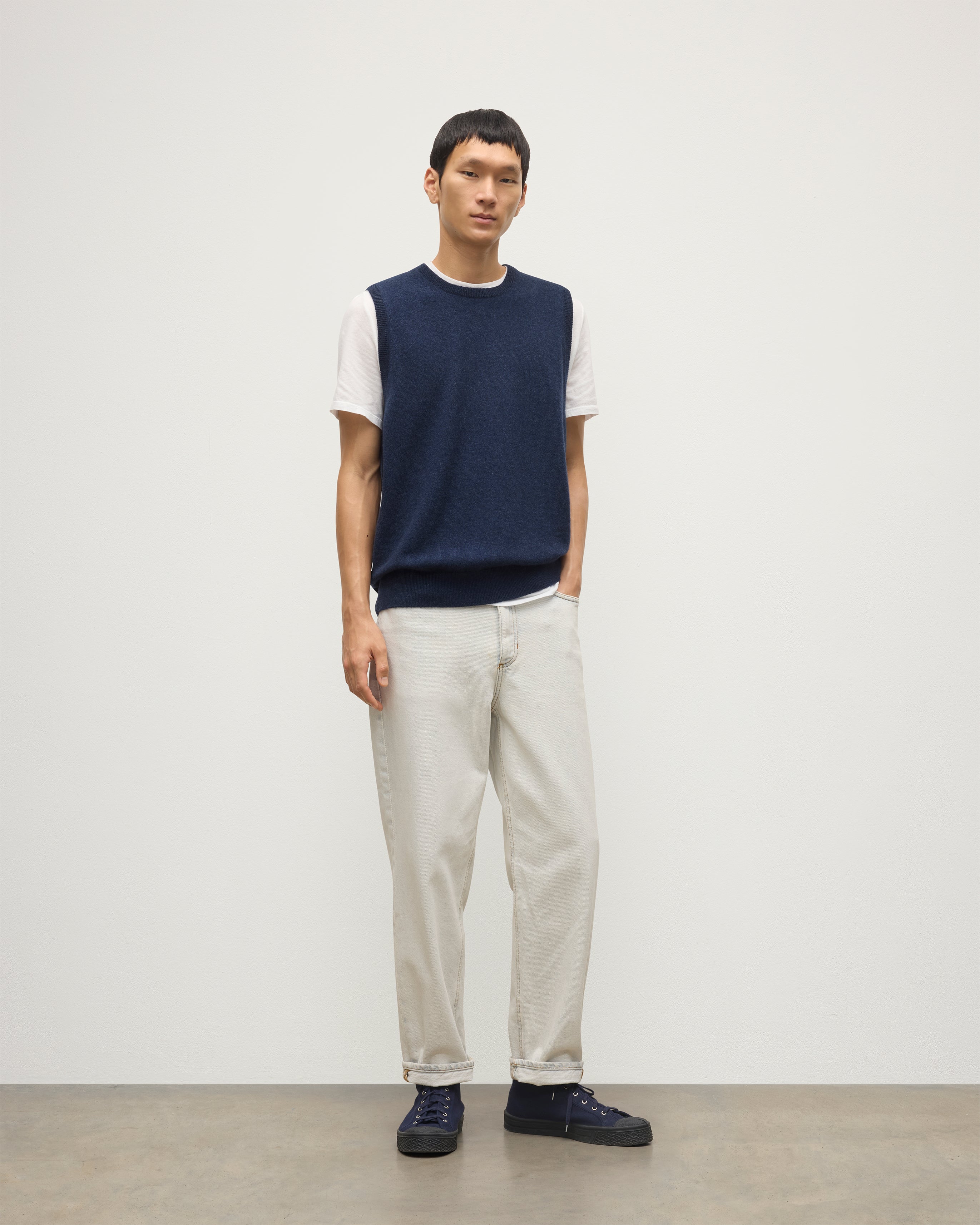Lennox Navy Cashmere Sleeveless Tank