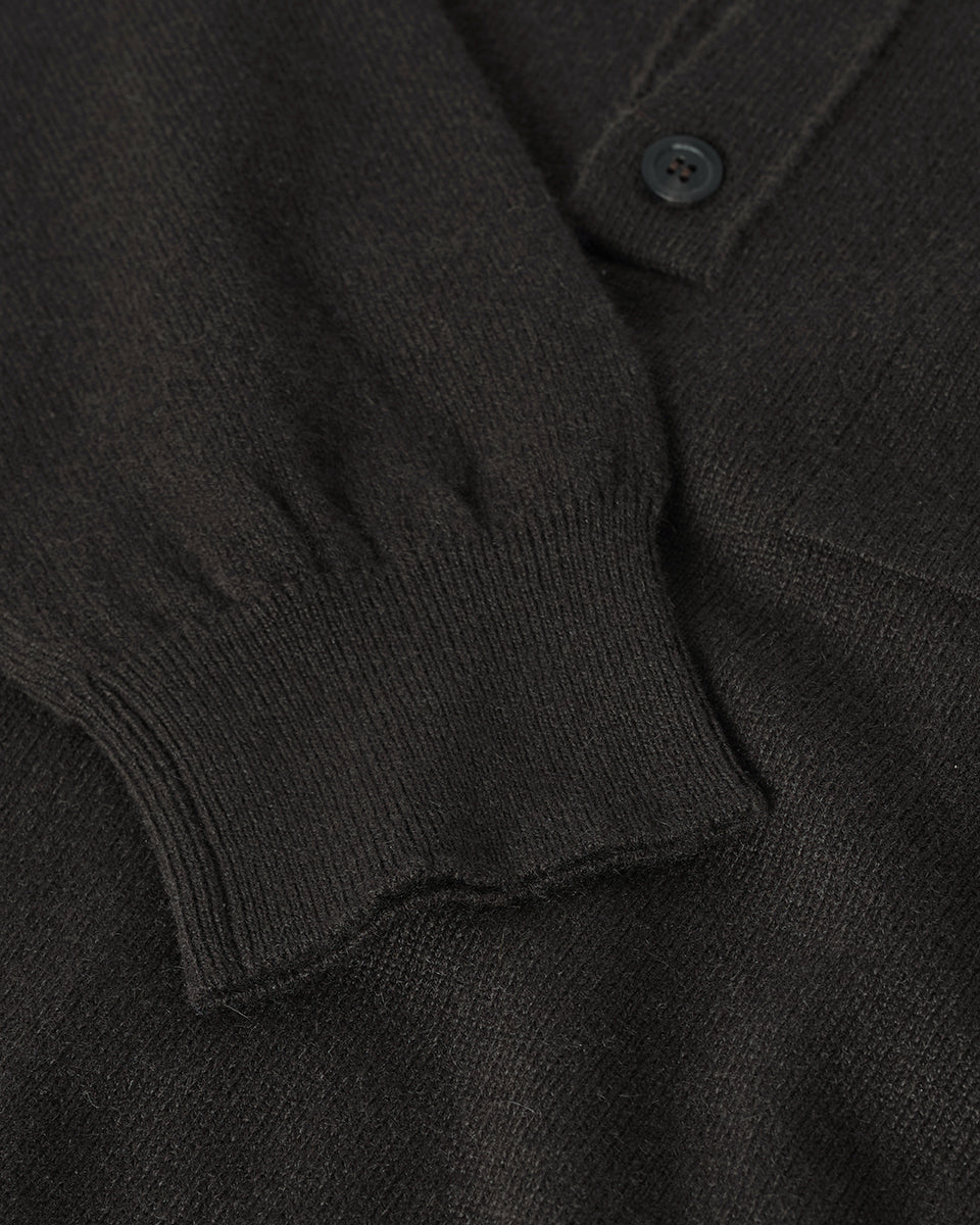 Cashmere Long Sleeve Dark Grey Polo Shirt