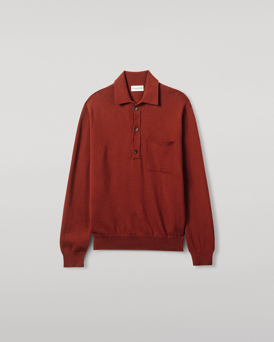 Cashmere Long Sleeve Dark Red Polo Shirt