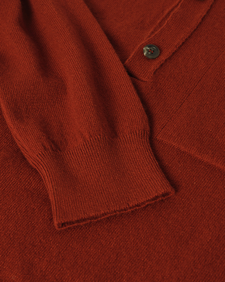 Cashmere Long Sleeve Dark Red Polo Shirt