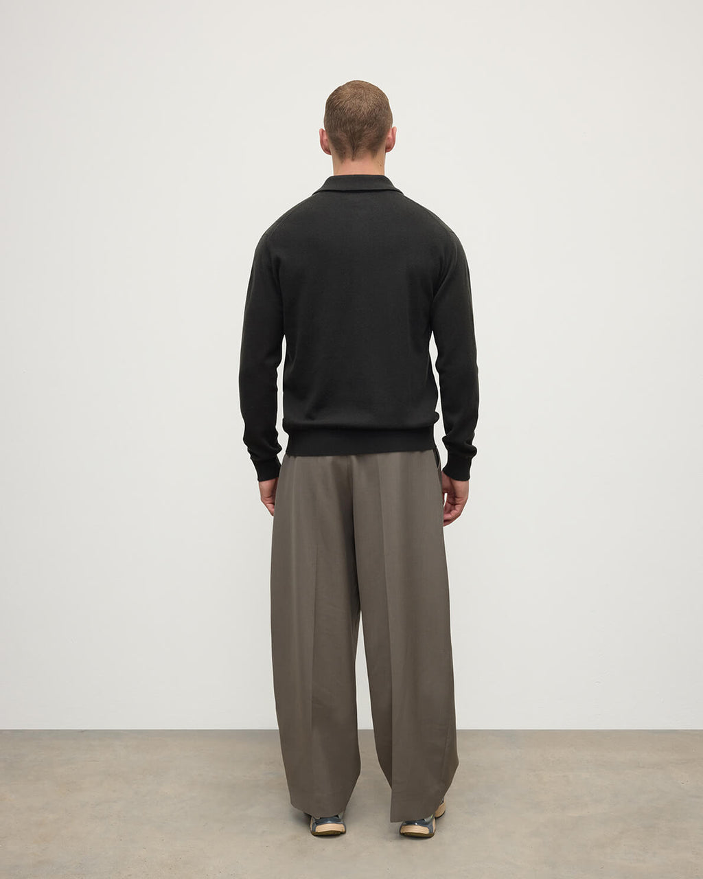 Cashmere Long Sleeve Dark Grey Polo Shirt
