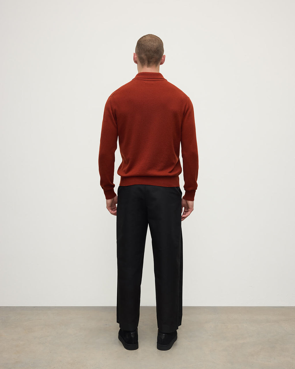 Cashmere Long Sleeve Dark Red Polo Shirt
