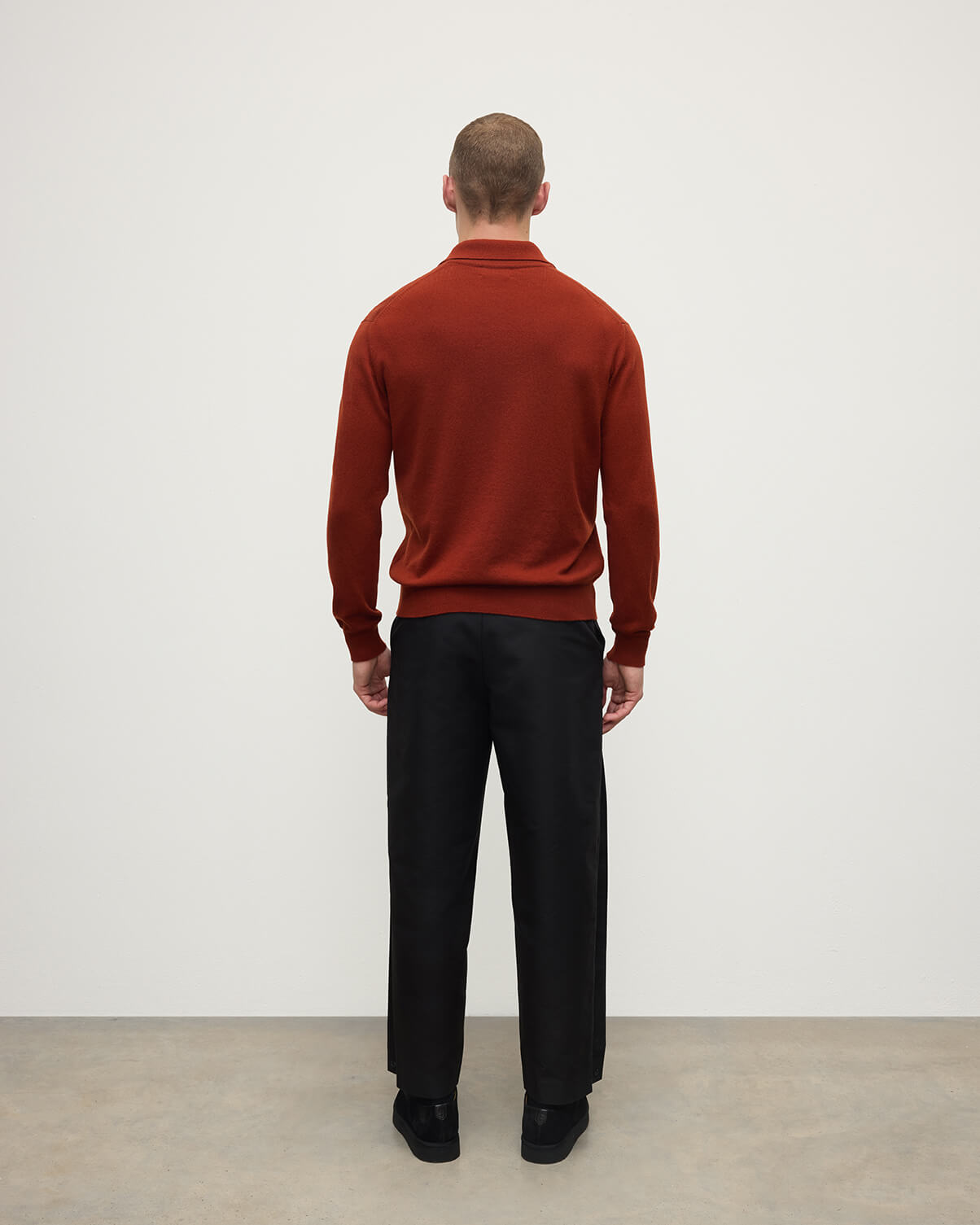 Cashmere Long Sleeve Dark Red Polo Shirt