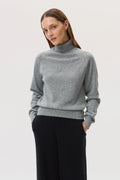 Classic Light Grey Cashmere Roll Neck Jumper