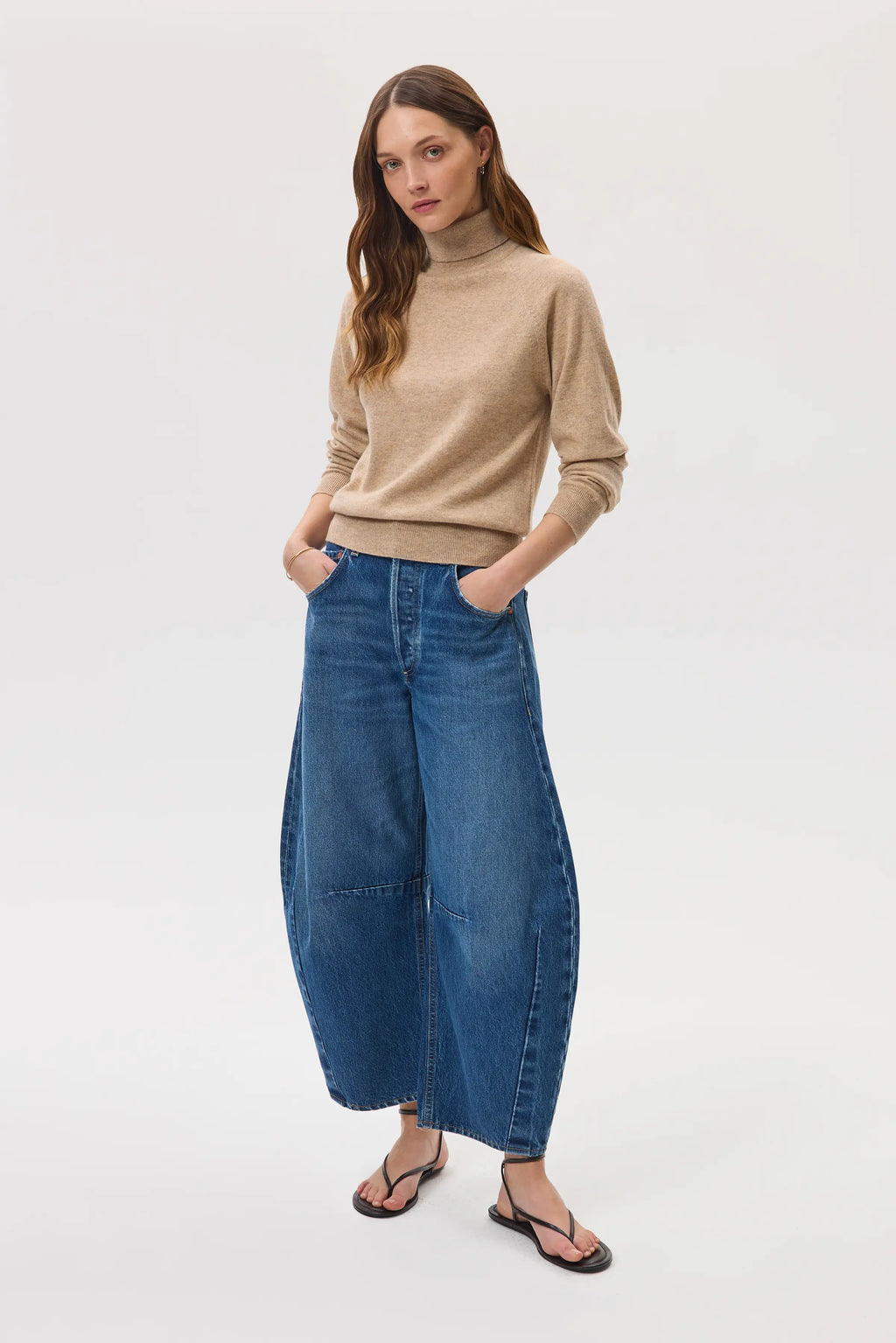 Classic Cashmere Natural Roll Neck Jumper