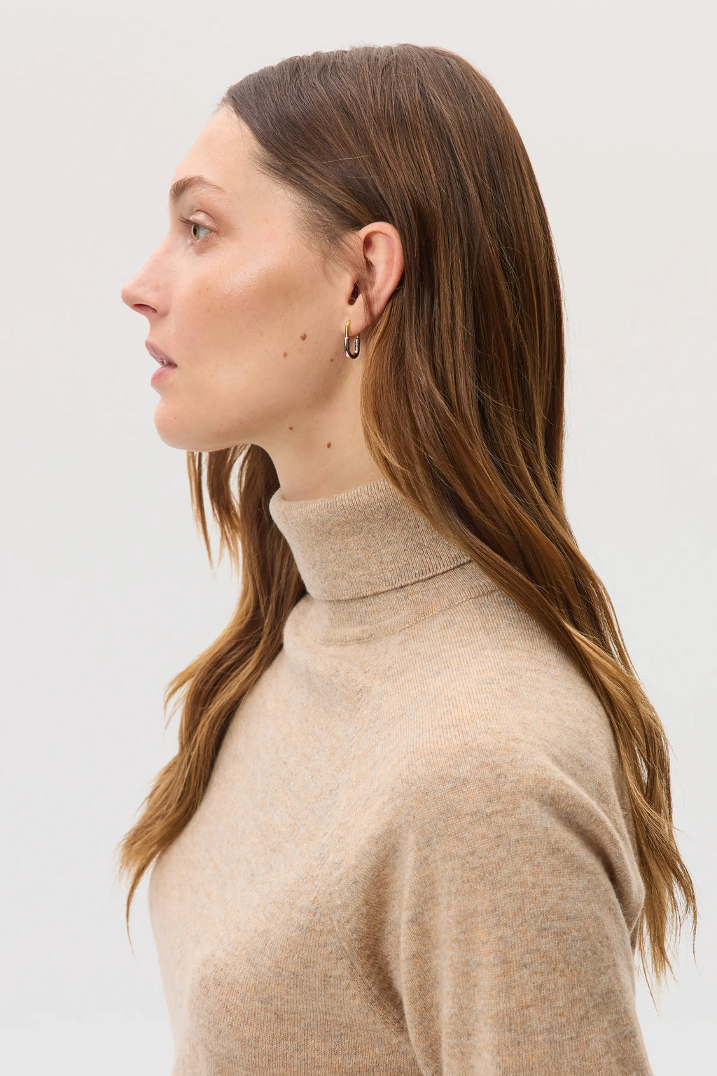 Classic Cashmere Natural Roll Neck Jumper