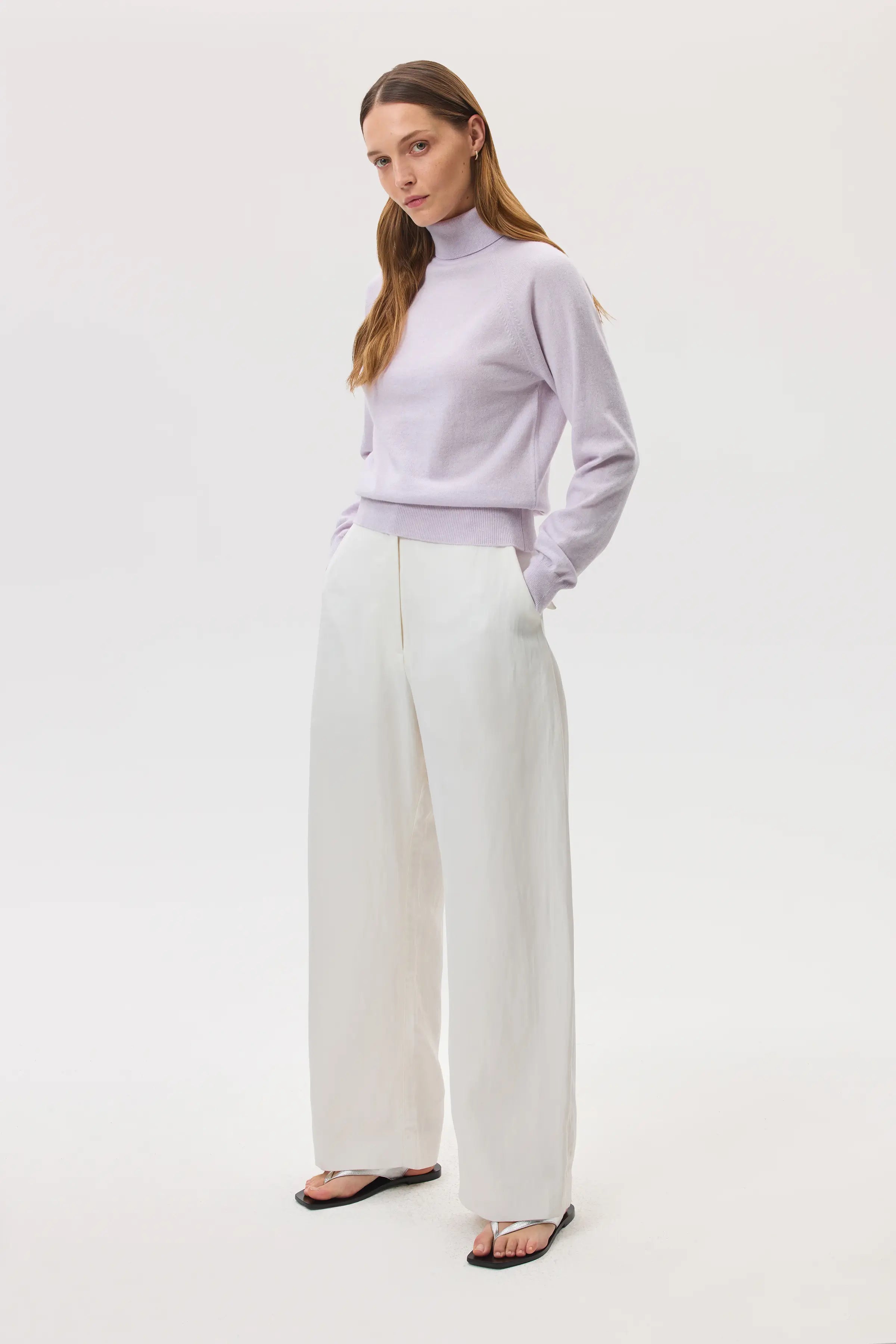 Classic Cashmere Roll Neck Light Purple Jumper