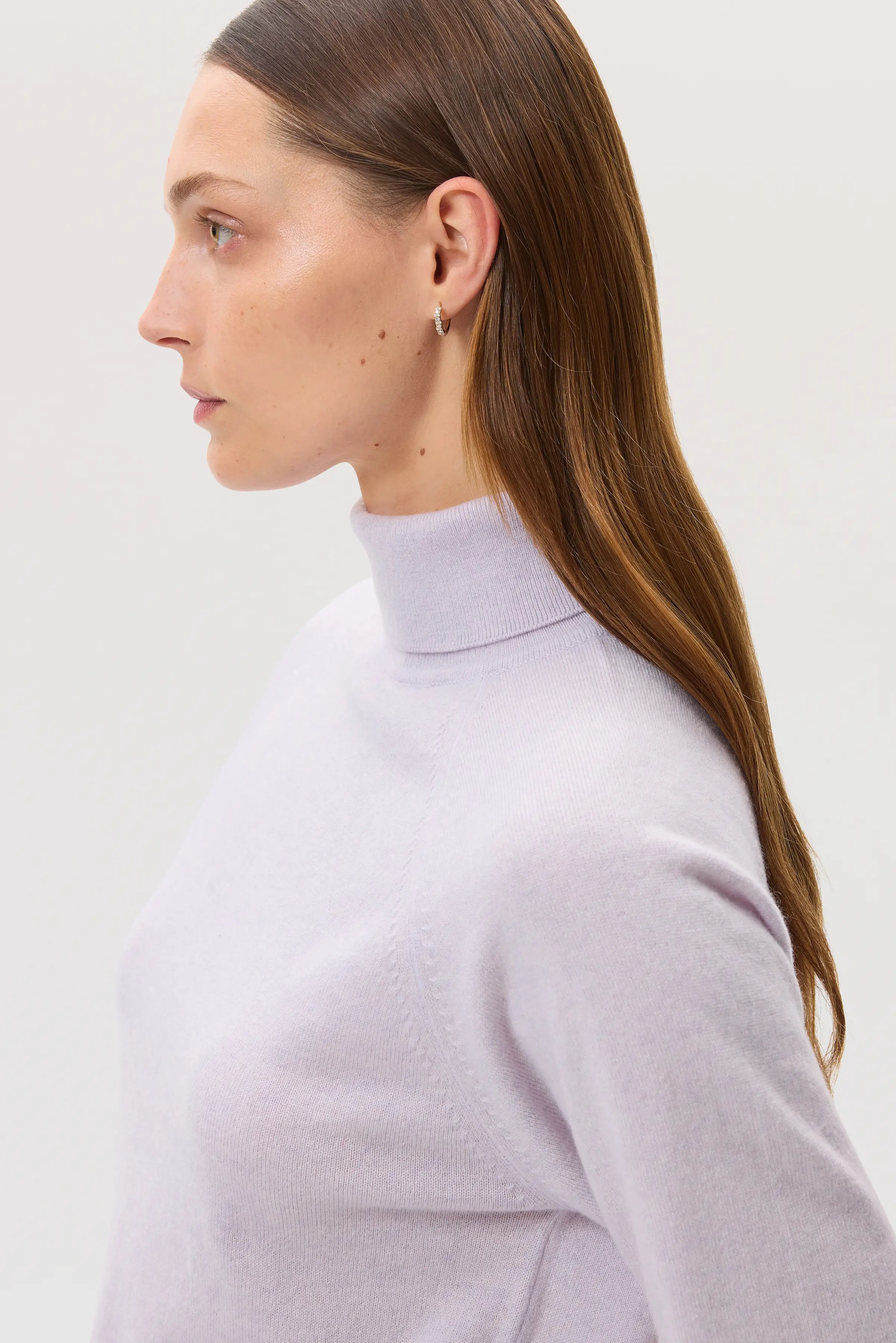 Classic Cashmere Roll Neck Light Purple Jumper