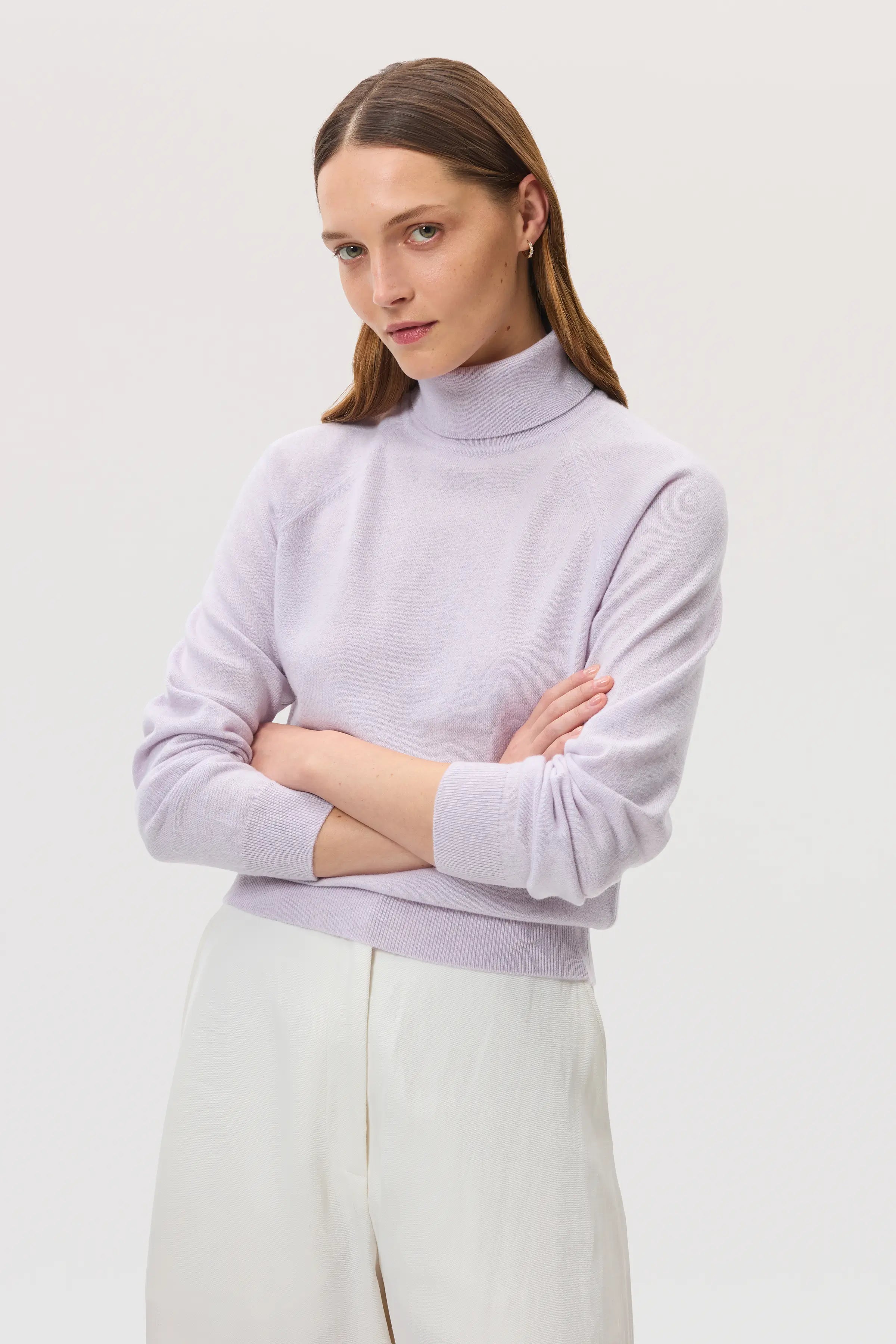 Classic Cashmere Roll Neck Light Purple Jumper