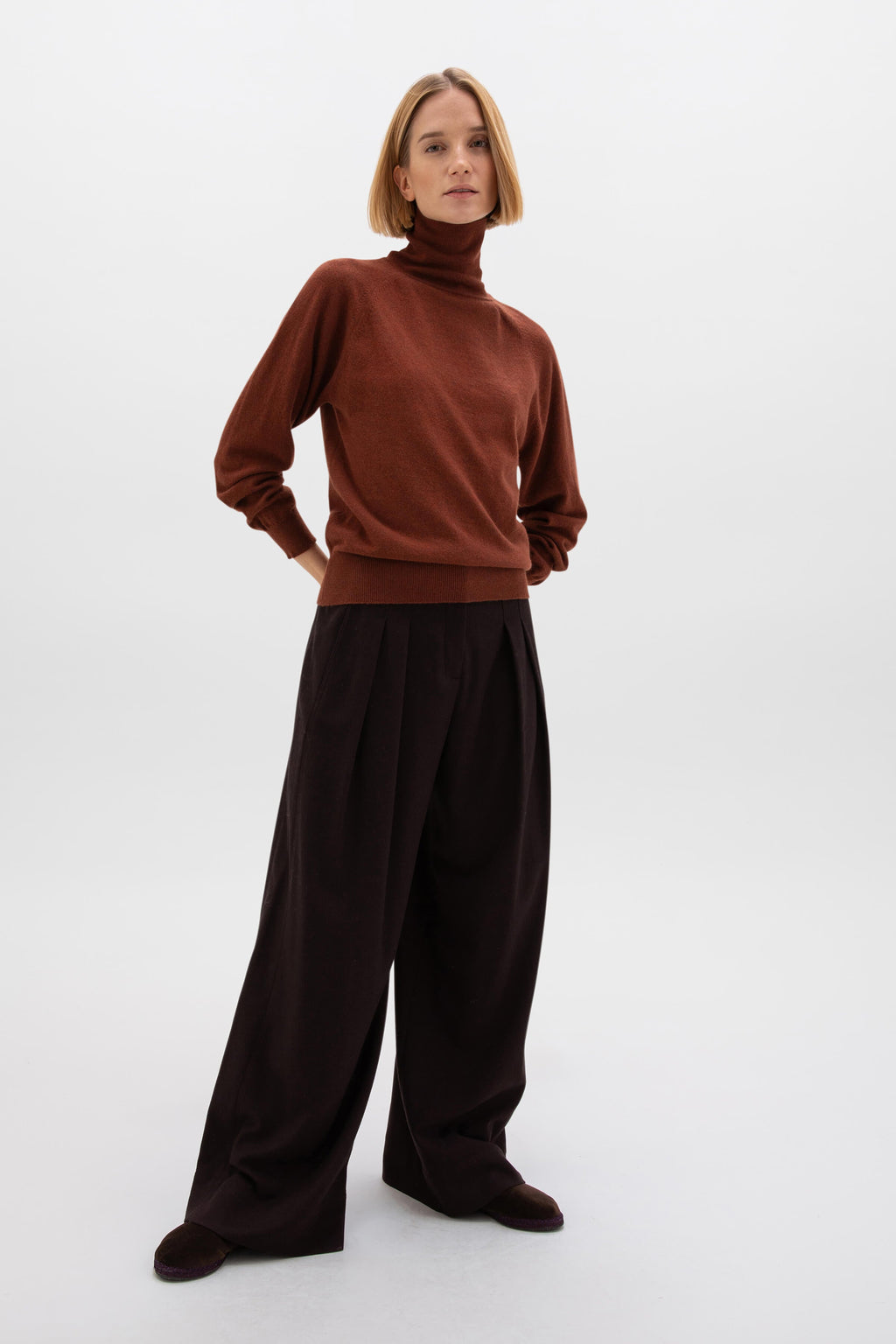Classic Cashmere Roll Neck Red Jumper