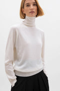 Classic Cashmere Roll Neck White Jumper