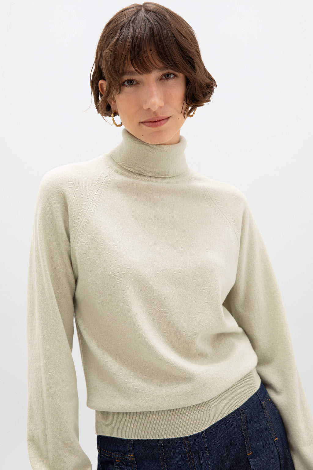 Cashmere Roll Neck Light Green Jumper