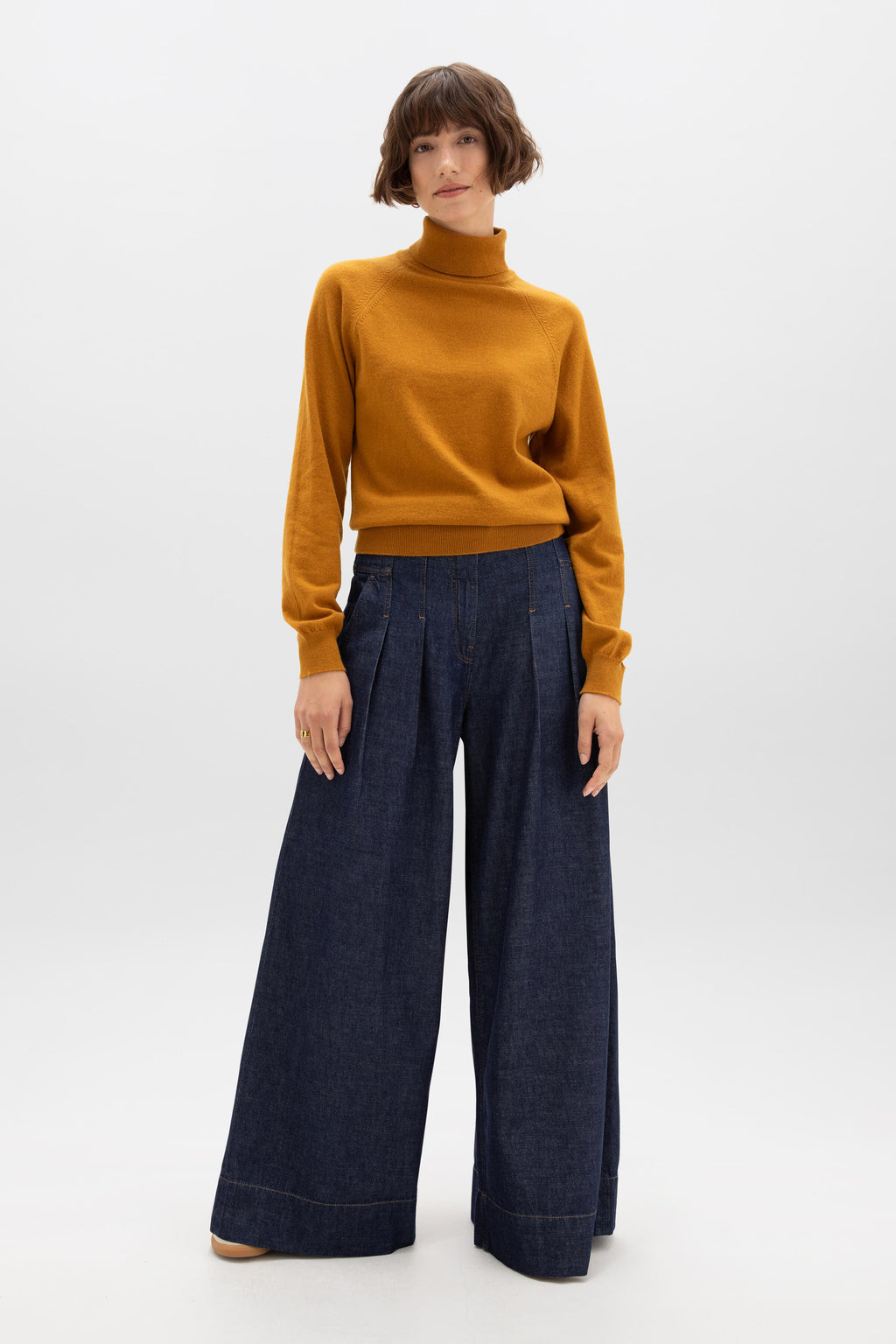 Cashmere Roll Neck Dark Yellow Jumper