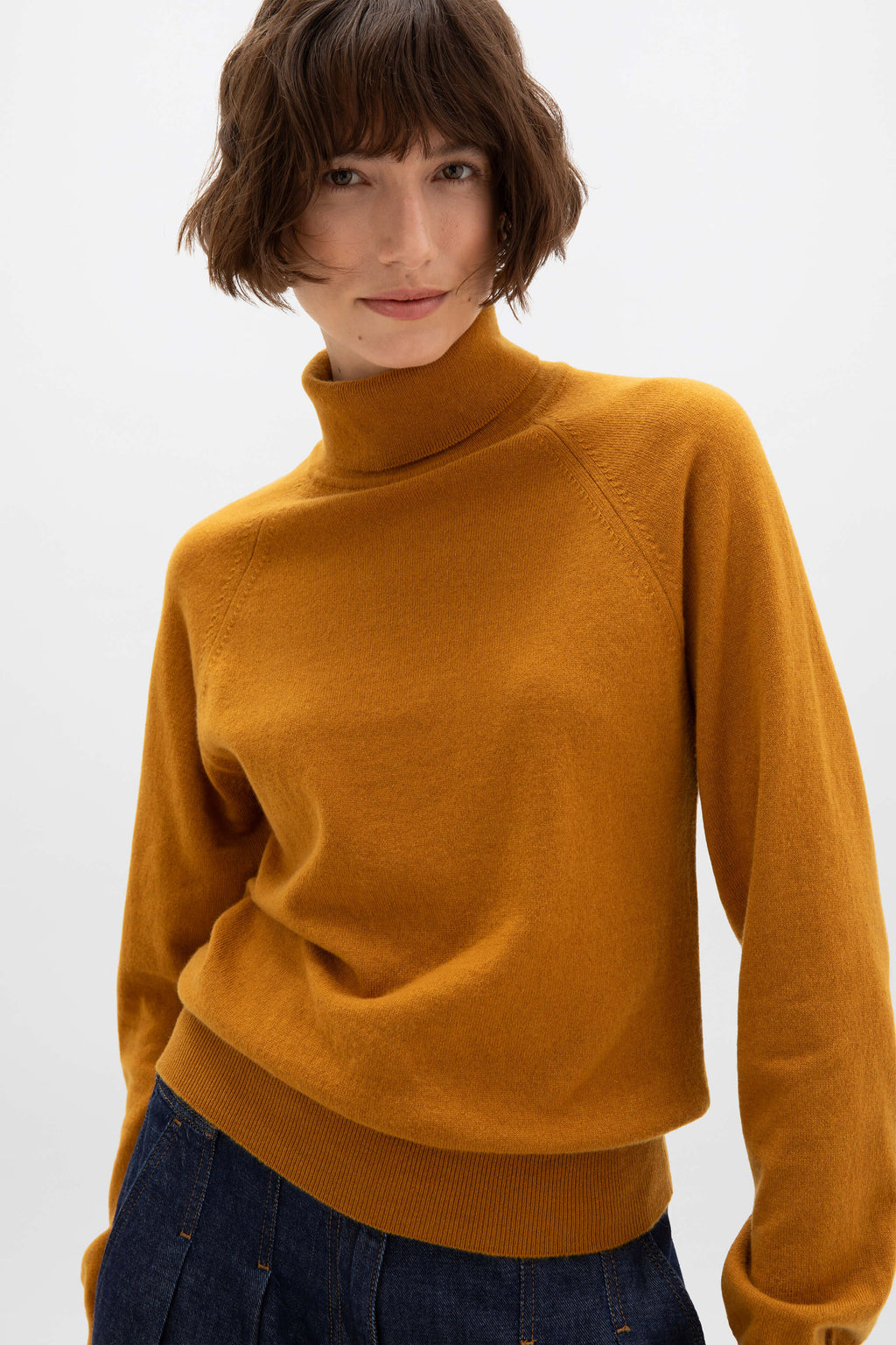 Cashmere Roll Neck Dark Yellow Jumper