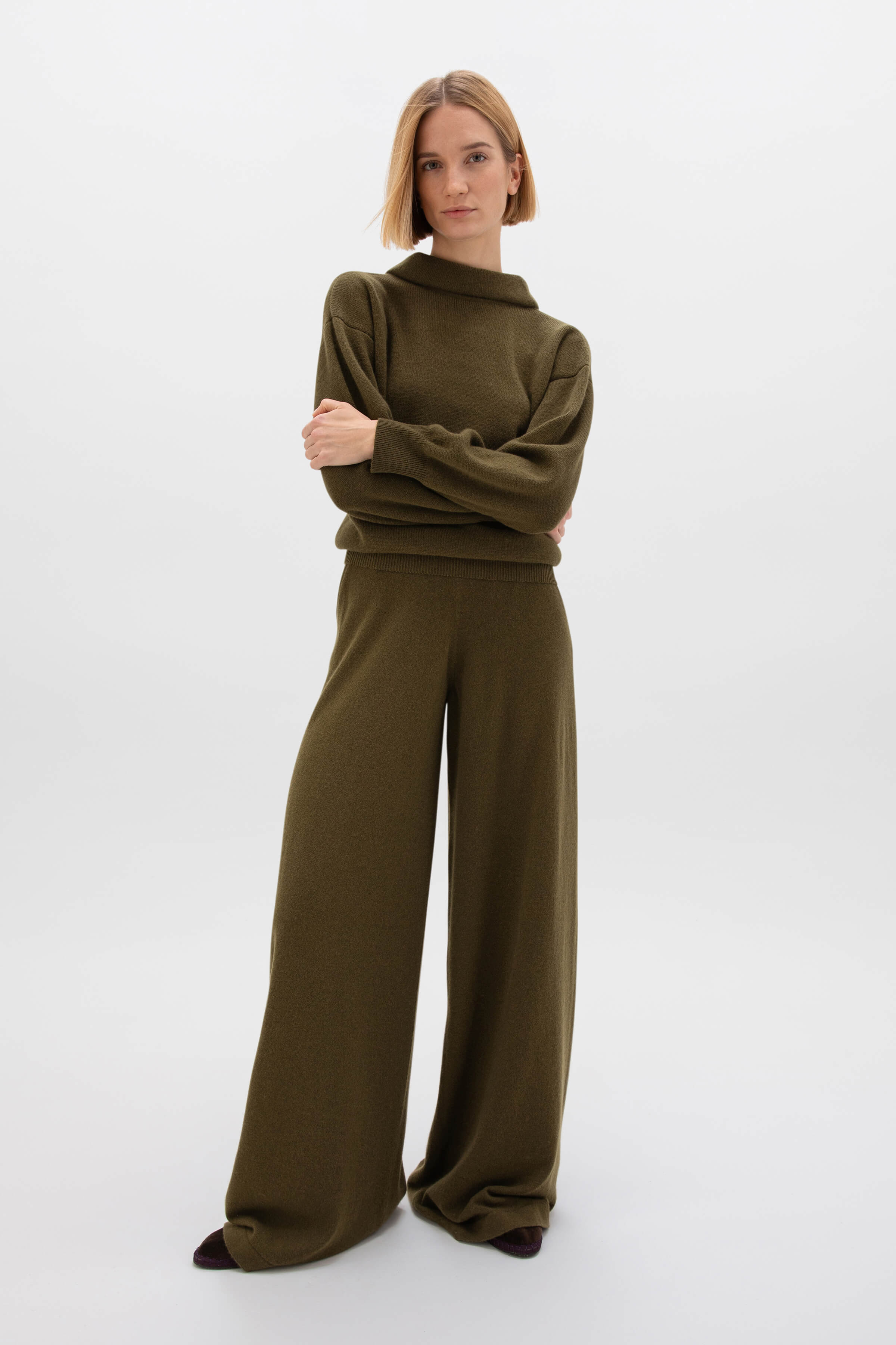 Olive Green Cashmere Trousers
