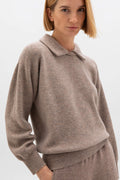 Reversible Collar Light Brown Cashmere Jumper