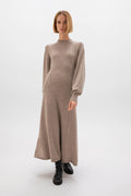 Fit & Flare Light Brown Cashmere Dress