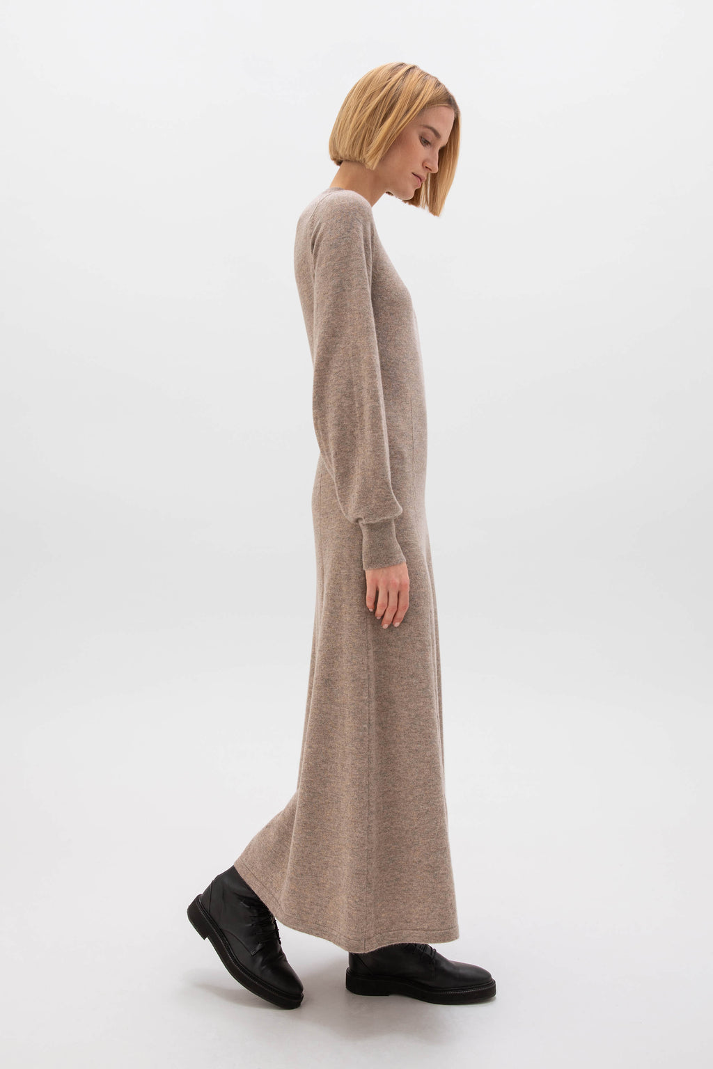 Fit & Flare Light Brown Cashmere Dress