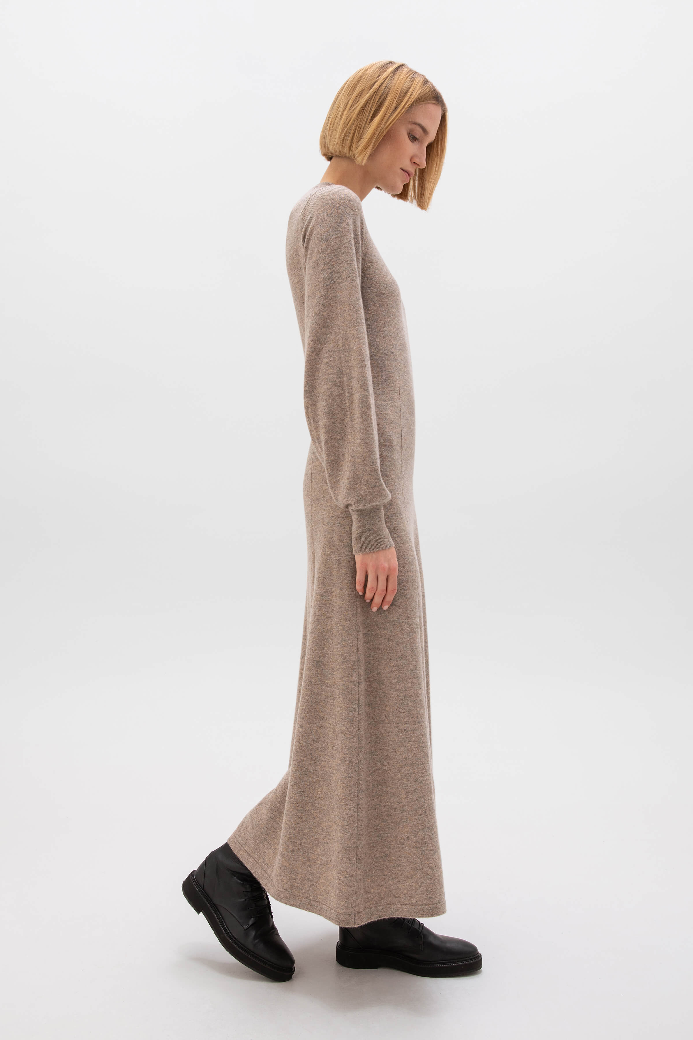 Fit & Flare Light Brown Cashmere Dress