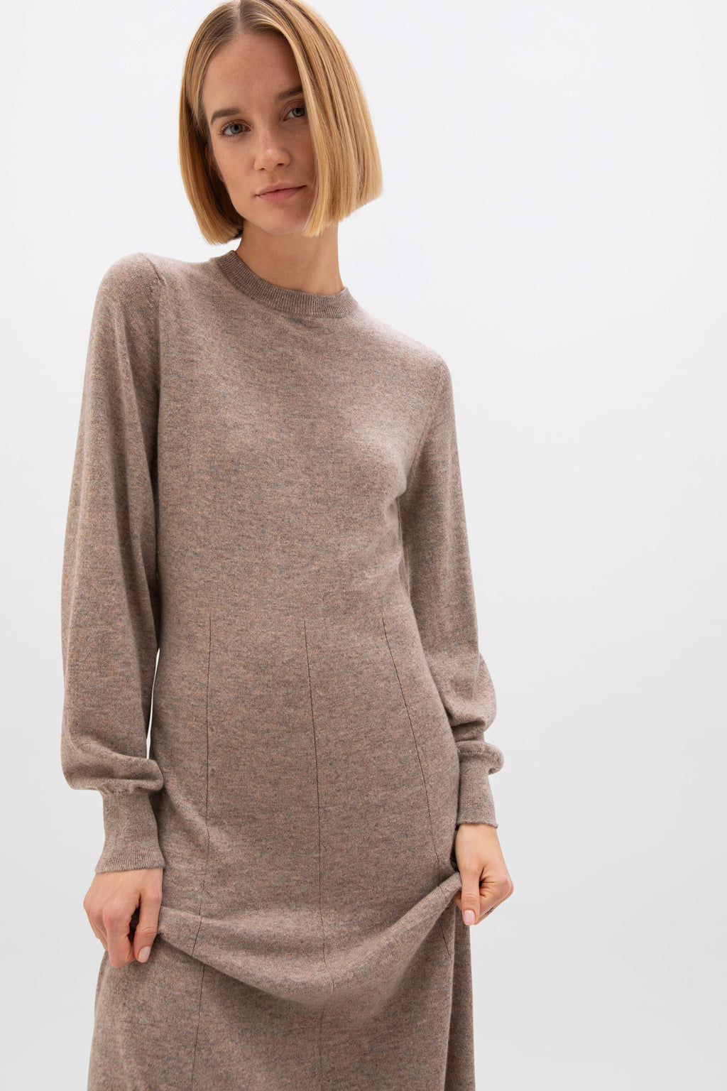 Fit & Flare Light Brown Cashmere Dress