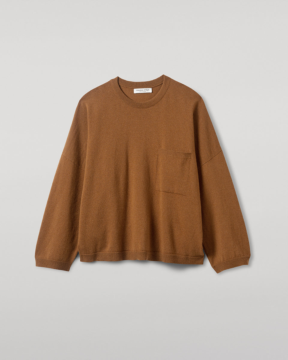 Gauzy Pocket Dark Camel Cashmere Jumper
