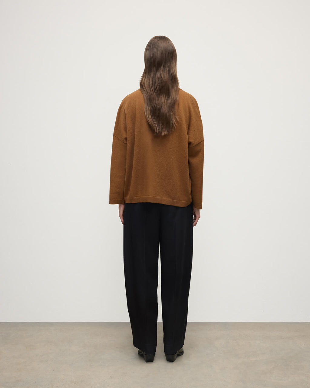 Gauzy Pocket Dark Camel Cashmere Jumper