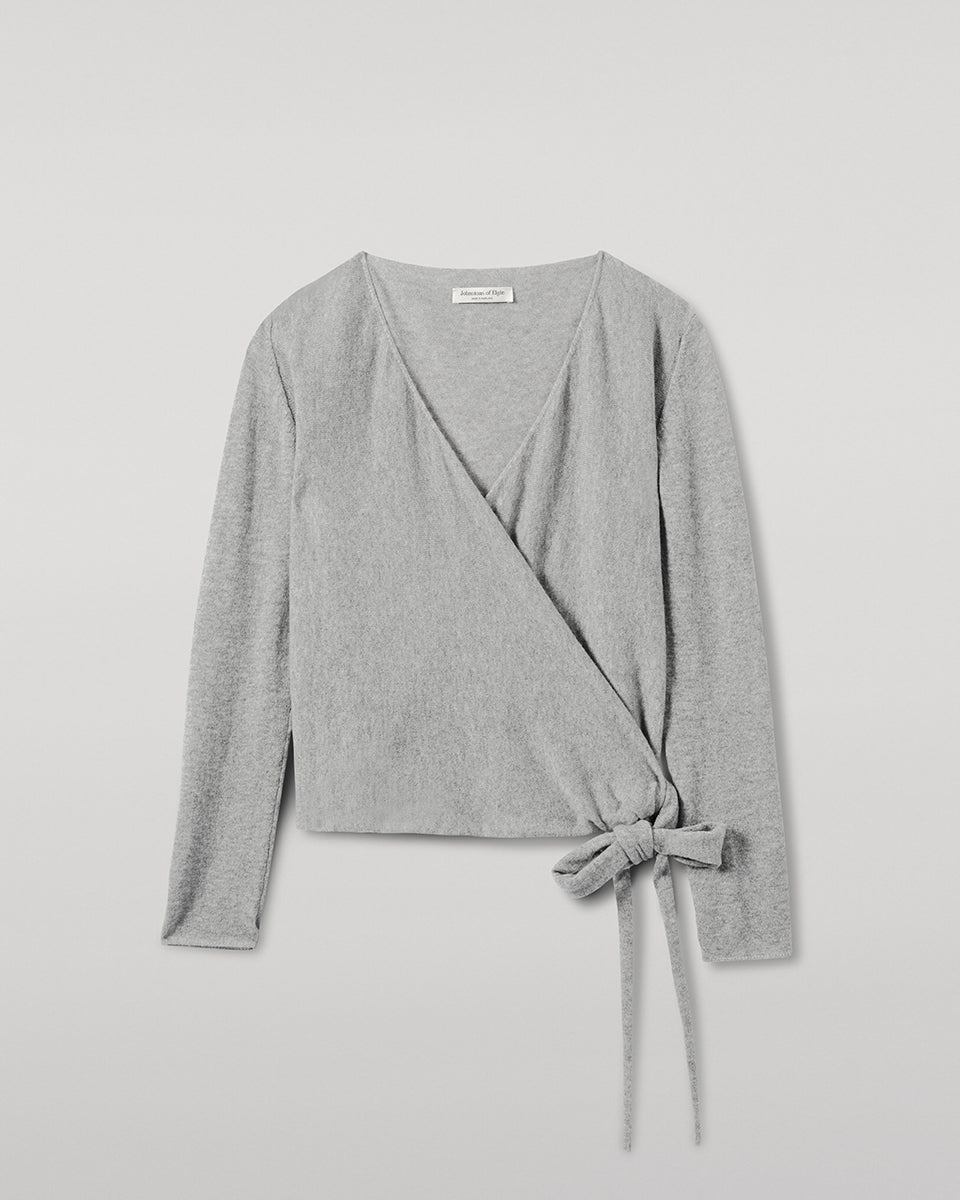 Ballet Wrap Light Grey Cashmere Cardigan