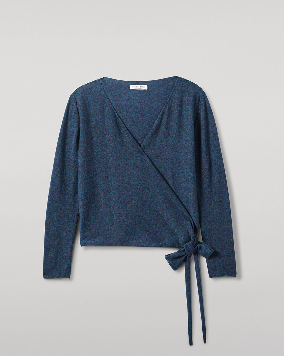 Ballet Wrap Navy Cashmere Cardigan