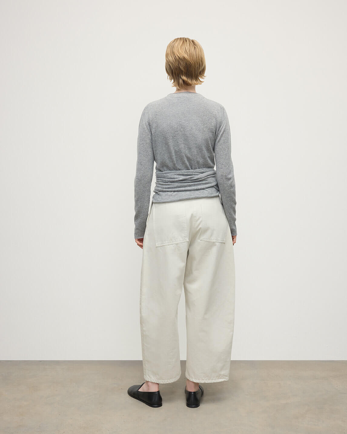 Ballet Wrap Light Grey Cashmere Cardigan