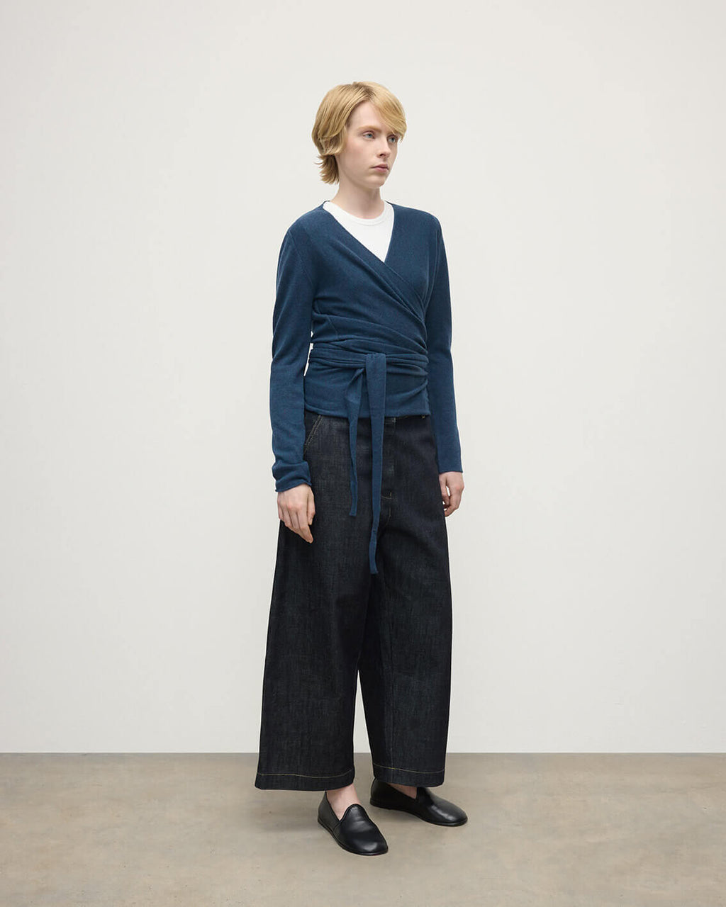Ballet Wrap Navy Cashmere Cardigan