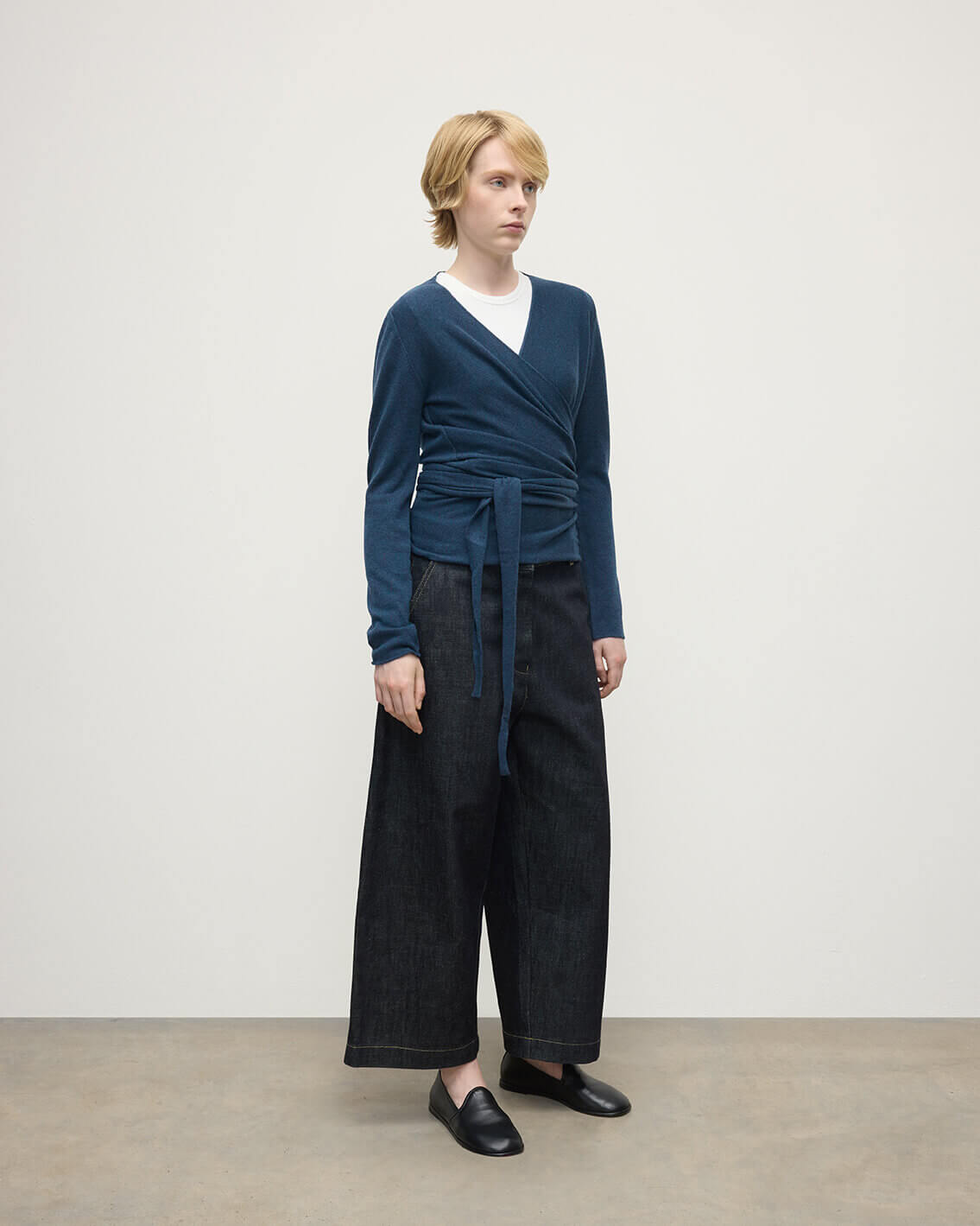 Ballet Wrap Navy Cashmere Cardigan