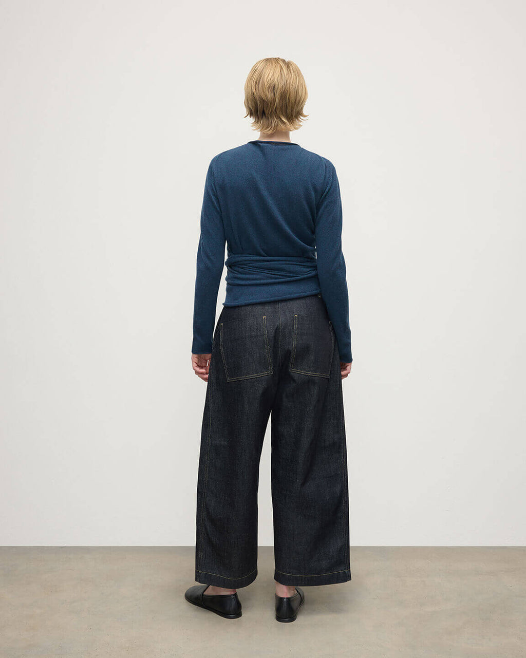 Ballet Wrap Navy Cashmere Cardigan