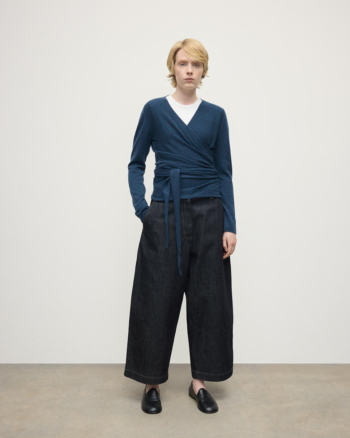 Ballet Wrap Navy Cashmere Cardigan